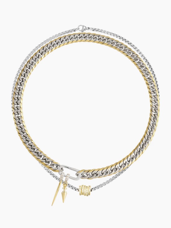 Artizan Joyeria Jewelry - Mixed Metal Double-Layer Necklace in Silver and Gold